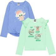 Star Wars The Mandalorian The Child Little Girls 2 Pack Long Sleeve T-Shirts Toddler to Big Kid